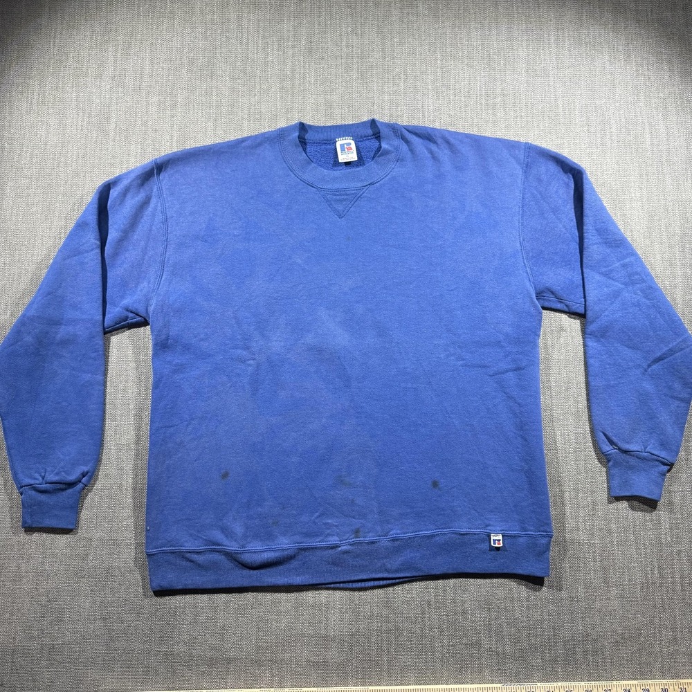 Vintage‎ Russell Athletic Sweatshirt Mens XL Blue Crewneck Fleece Made USA 90s